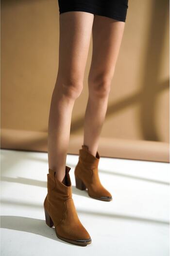 DİVOLYA Seal Tan Suede Γυναικείες Μπότες Καουμπόι καθημερινής χρήσης