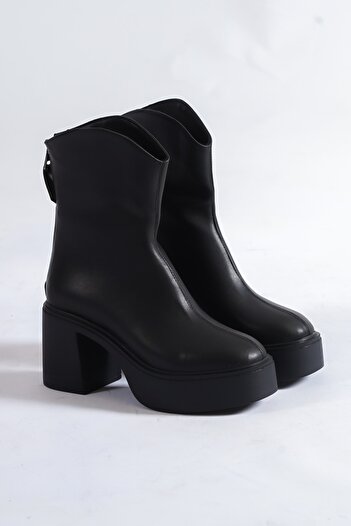 Buem Black High Sole Back Zipper Boots