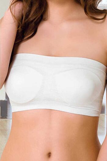 Emay Women's Beige Padded Strapless Bra 4022