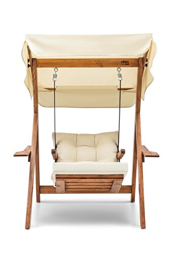 Hier Galata Swing S1 Ahşap Dış Mekan Bahçe Balkon Ve Teras Salıncağı Krem
