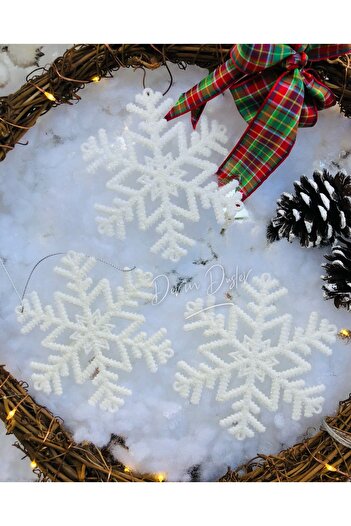 Derin Düşler Christmas Pine Tree Ornament with Snowflake Hanging 10 cm Pack of 3