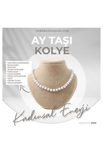 OSMANLI DEĞERLİ TAŞ Sertifikalı Aytaşı Doğaltaş Kolye 8 Mm, M509