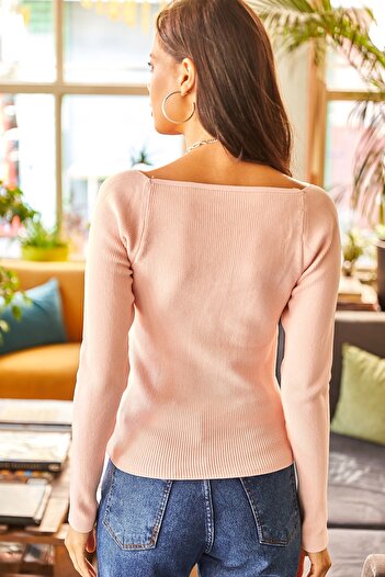 Olalook Dámská pletená halenka s pudrovým límcem Kiss Collar BLZ-19001690