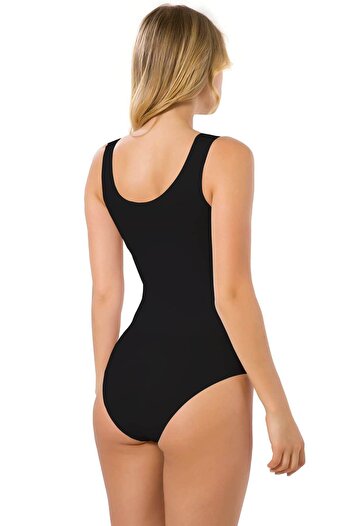 Emay Women's Black Seamless - Thick Strap Corset Body with Snap Fasteners