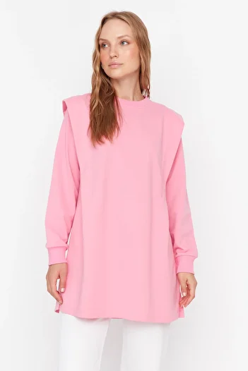 Trendyol Modest Pink Padded Knitted Sweatshirt TCTAW23TW00250