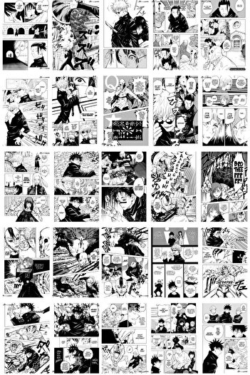 Postifull Anime Poster Seti, Arkası Yapışkanlı Jujutsu Kaisen Poster Kolaj Seti, Manga Kolaj Seti, 100 Adet