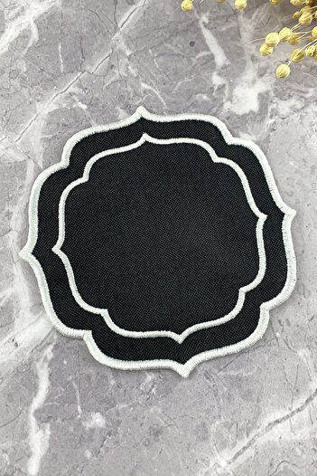 WEARE2 Black Color White Double Wrap Embroidered Cocktail Napkin