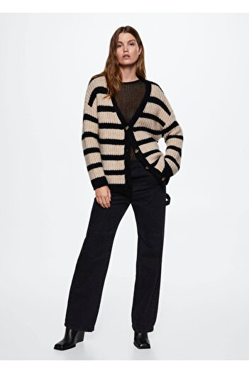 MANGO Woman Buttoned Striped Cardigan
