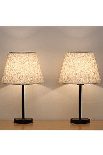 EvLight E27 Black 2-Piece Lampshade Metal Table Lamp - Cream 31-45 Beige 2