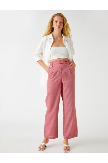 Koton Palazzo Trousers Linen Blended