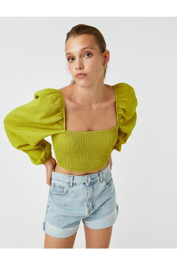 Koton Gipe Detailed Crop Blouse Modal