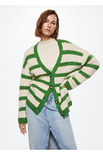 MANGO Woman Buttoned Striped Cardigan