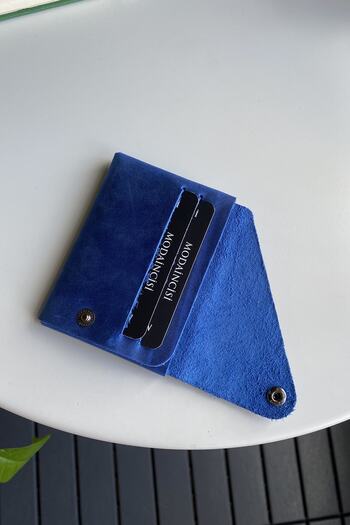 Modica Vista - Genuine Leather Natural Minimalist Origami Foldable Blue Men's Wallet