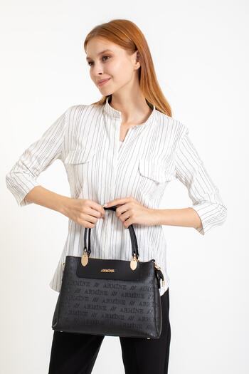 Armine 206 Laser Women's Handbag, Shoulder Bag, Black