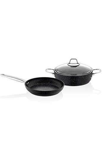 FALEZ Cookcase Blackline Induction Based Pot & Pan Set 26 Cm