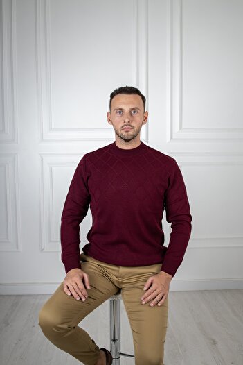 Sarar Interview Half Turtleneck Claret Red Knitwear Sweater