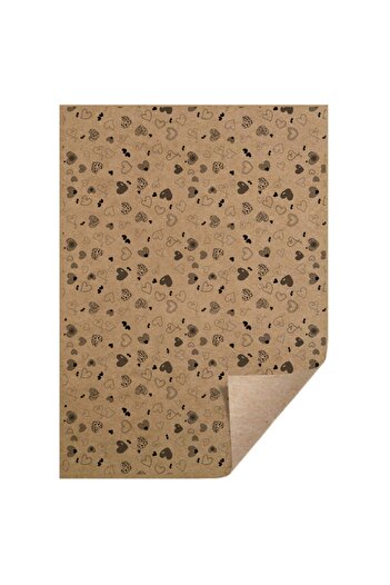 direkt-al Kraft Gift Packing Paper Thick 70x100 Cm.10 Pieces Heart Patterned