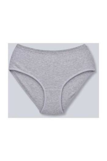 Tutku Women's Gray High Waist 6 Pack Cotton Combed Cotton Panties