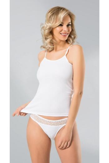 Namaldı 209 Ribbed Rope Strap Women's Tank Top White