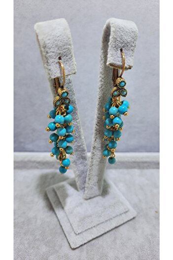 TMD AKSESUAR Antique Grape Earrings with Turquoise Natural Stones