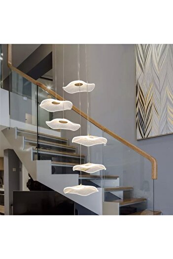 Fico Home Luxury Exclusive Altılı Yuvarlak Sarkıt Led Avize Jellyfish Gold Sarı 6'lı Ledli Avize