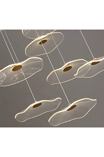 Fico Home Luxury Exclusive Altılı Yuvarlak Sarkıt Led Avize Jellyfish Gold Sarı 6'lı Ledli Avize