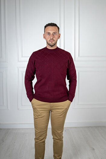 Sarar Interview Half Turtleneck Claret Red Knitwear Sweater