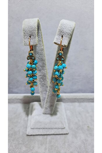 TMD AKSESUAR Antique Grape Earrings with Turquoise Natural Stones