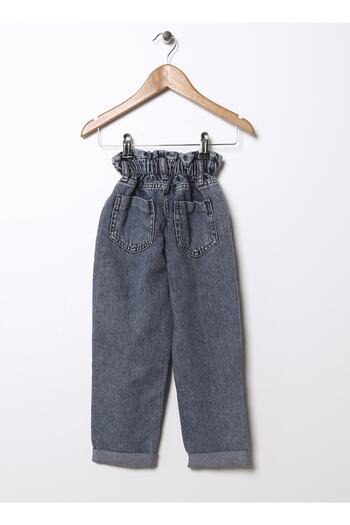 LİMON COMPANY Lemon Elastic Waist Double Leg Indigo Girl's Trousers Valy Girl