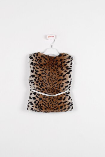 incity Girl's Leopard Patterned Fur Vest