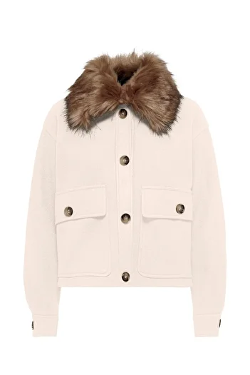 ONLY Onlemma Short Fur Shacket Otw Women's Shearling Crop Coat