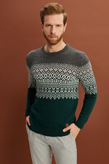 ALEXANDERGARDI Crew Neck Patterned Sweater (e22-5709)