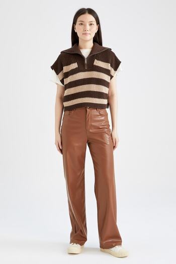 DeFacto Oversize Fit Polo Neck Half Zipper Sweater