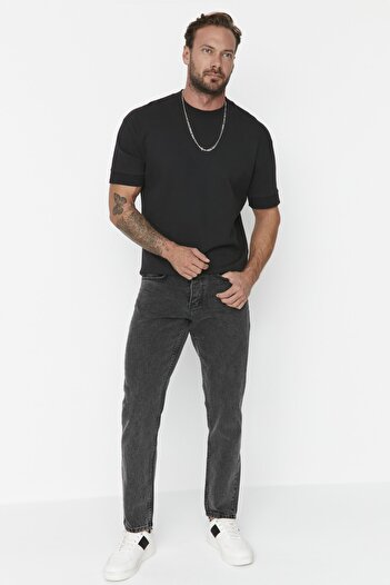 Trendyol Collection Antracit 100% pamut egyenes szabású farmernadrág TMNAW23JE00105