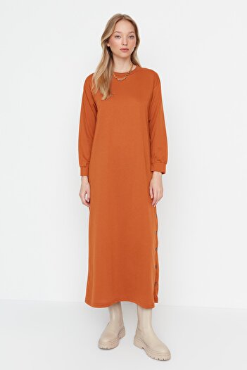 Trendyol Modest Tile Hem Buttoned Knitted Dress TCTAW23EB00214