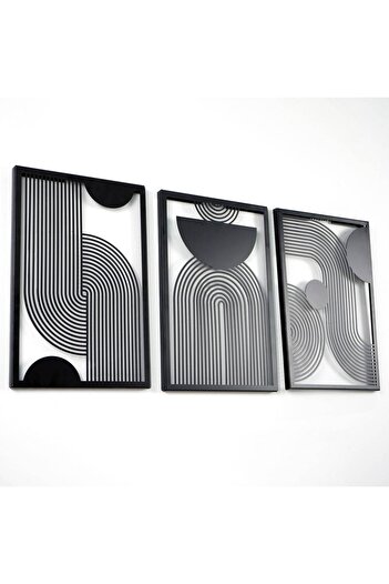 Colorfull Worlds Mid Century Vertical Set of 3 Metal Wall Decor - Home Office Gift Wall Decoration