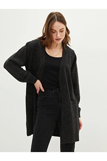 LC Waikiki Aymira Clothing Shawl Collar Plain Pocket Detailed Women's Knitwear Cardigan