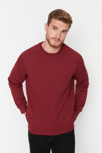 Trendyol Collection Φούτερ Claret Red Fleece - κανονικό κόψιμο, ζεστό μέσα TMNAW23sw00189