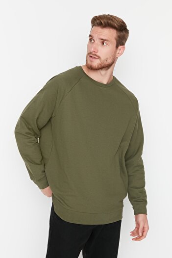 Trendyol Collection Khaki Oversize/Loose Fit Fleece Inside/Warm Raglan Sleeve Sweatshirt Tmnaw23Sw00190