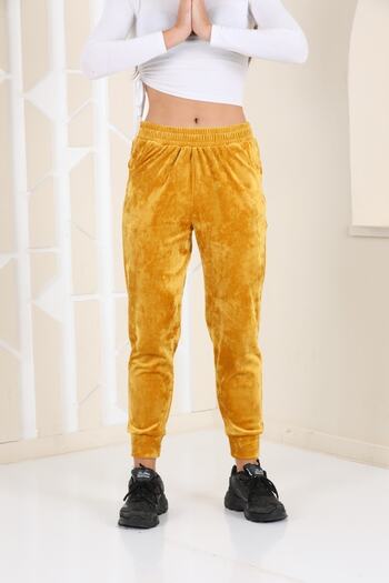 WestBound Mustard Color Velvet Sweatpants - Pajamas - Jogger Model