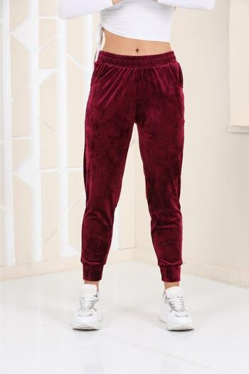 WestBound Plum Color Velvet Sweatpants - Pajamas - Jogger Model