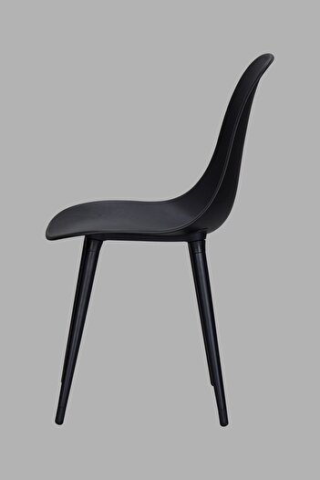 VİLİNZE Eames Siyah Ahşap Ayak Plastik Siyah Sandalye