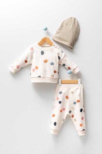 Banamio Terrazzo Newborn Print Patterned Antiallergic Cotton Unisex 3-Piece Set
