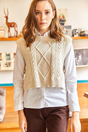 Olalook Women's Stone Side Tie Knitwear Sweater SVT-00000017