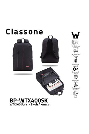 Classone BP-WTX400SK 15.6" Waterproof Fabric And Zipper, Notebook, Laptop Bag Black-red