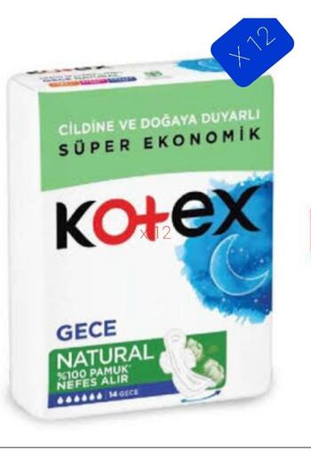 Kotex Natural Quadro Night 12 Pack of 14