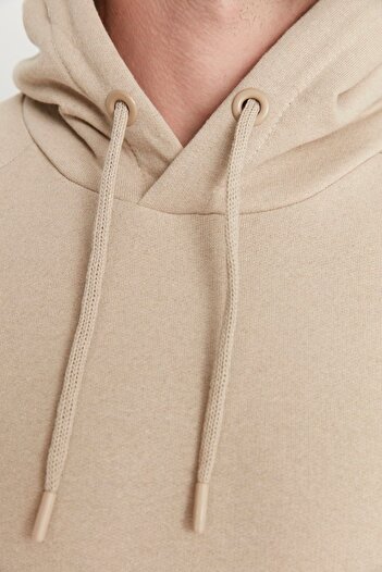 Trendyol Collection Μπεζ φούτερ Fleece με κουκούλα - κανονική εφαρμογή TMNAW23SW00194