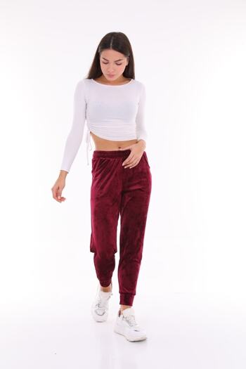WestBound Plum Color Velvet Sweatpants - Pajamas - Jogger Model
