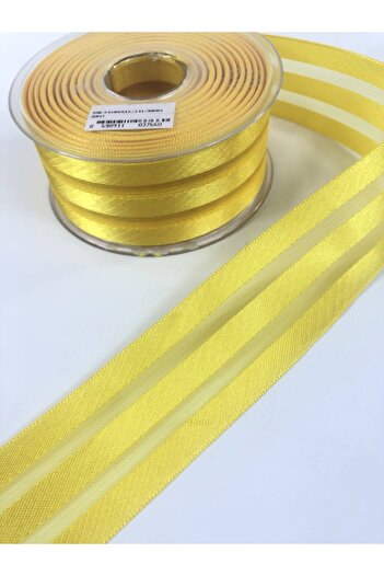 Hobigram Yellow Three Line Satin Decoration Ribbon 5 Meters – Ribbon, Stylish Design, Women's Accessory – Ribbon – K