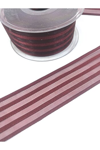 Hobigram Burgundy Five Line Satin Decoration Ribbon 5 Meters – Ribbon, Stylish Design, Women's Accessory – Ribbon –
